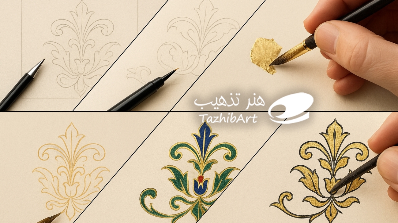 آموزش مقدماتی هنر تذهیب؛ از طرحی تا رنگ آمیزی