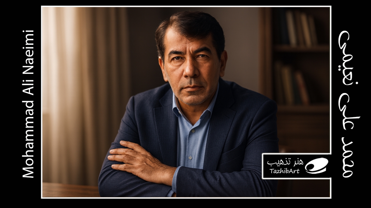 پرتره رسمی یک مرد میانسال در محیط کاری، مربوط به مقاله از آموزش تا تذهیب؛ زندگی و کارنامه هنری محمدعلی نعیمی