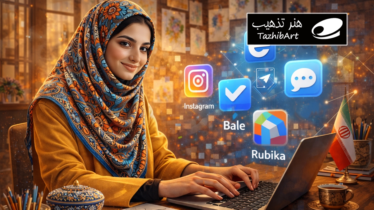 تصویر یک دختر جوان پشت لپ تاپ در حال اجرای ایده هنری به عنوان کارآفین است.