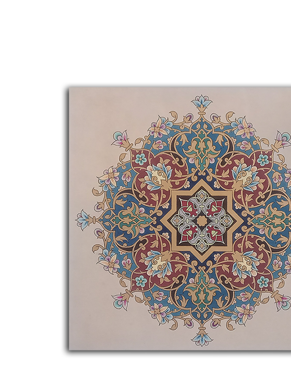 طرح شمسه در هنر تذهیب ایرانی با نقوش هندسی و اسلیمی