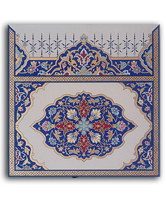تابلو تذهیب با طرح تاج و نقوش سنتی ایرانی